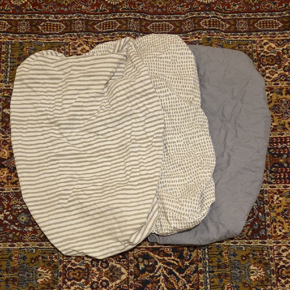 Set of Three Waterproof Pack N Play Covers In Gray And White